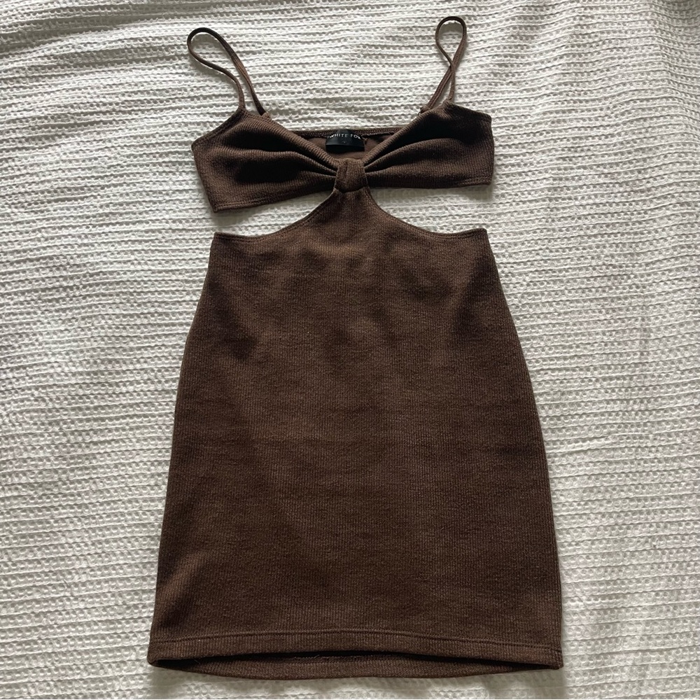 White Fox Boutique Brown Knit Mini Dress